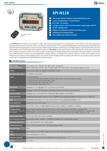 Flow counter SPI-N118 datasheet