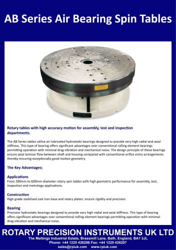 AB Series Air Bearing Rotary Tables