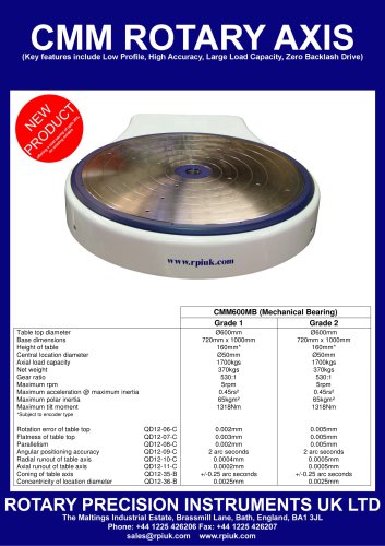 CMM600 Mechanical Bearing Rotary Tables