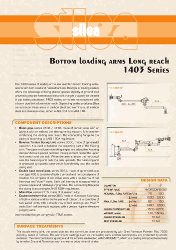 Long reach bottom loading / unloading arm, torsion spring or piston balance.