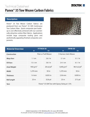 Panex® 35 Tow Weave Carbon Fabrics