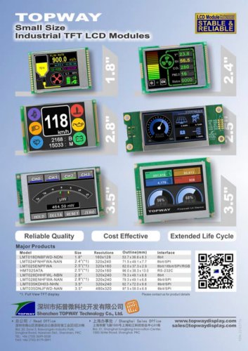 Small Size industry MCU interface TFT LCD Modules