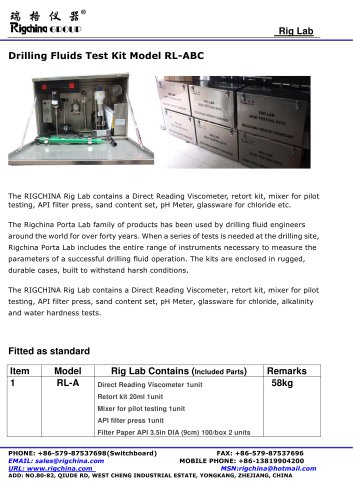 RIGCHINA - Drilling Fluids Test Kit | Model RL-ABC | measure the parameters of a successful drilling fluid operation