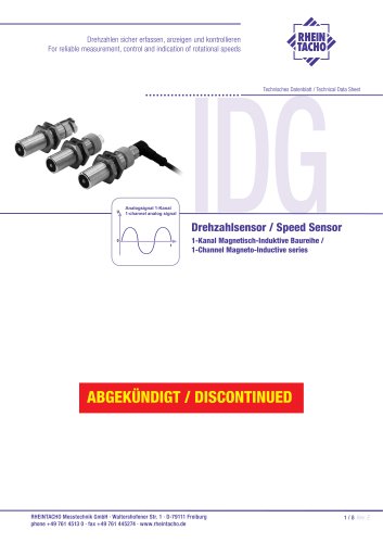 Sensor: 1-Channel Magneto-Inductive IDG Standard series