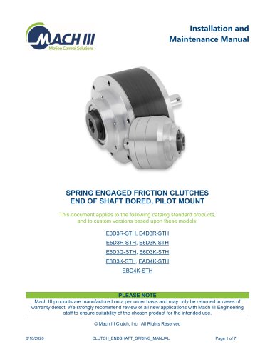 Spring Engaged Friction Clutches End of Shaft Bored