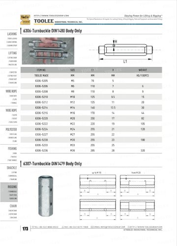 6306 Turnbuckle Body Only DIN1480