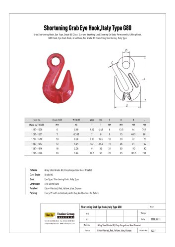 G80 Chain Shortening Grab Hook European Eye Type