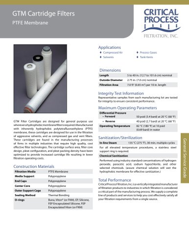 Service PTFE Membrane Cartridge Filters