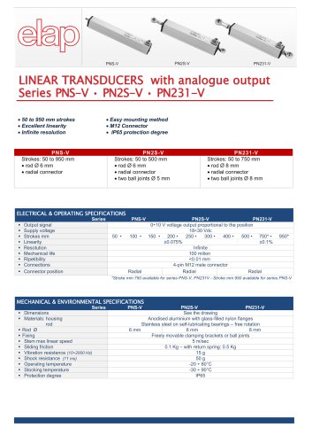 PNS-V, PN2S.V, PN231-V Transducers with analogue output