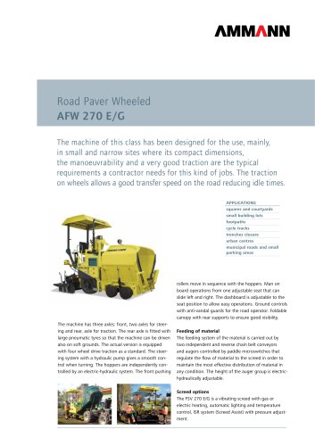 Road Paver AFW 270 E/G: Road Paver Wheeled
