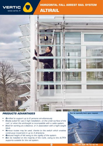 Horizontal fall arrest rail system : Altirail