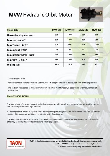 MVW Hydraulic Orbit Motor