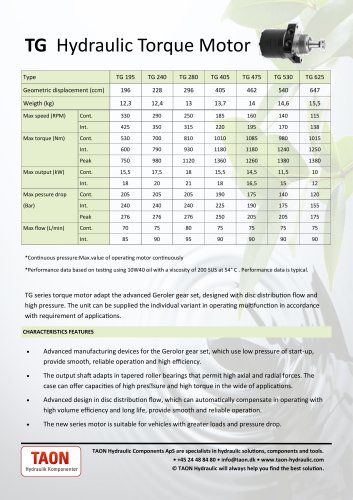 TG Hydraulic Torque Motor
