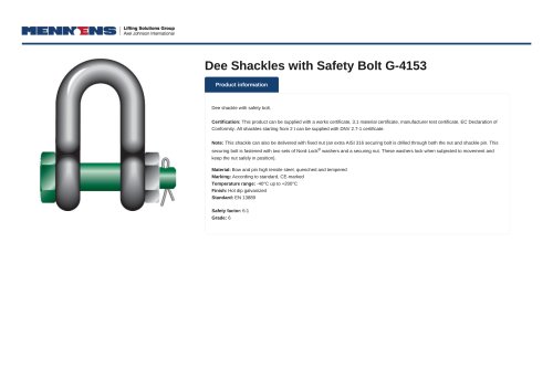 Dee Shackles with Safety Bolt G-4153