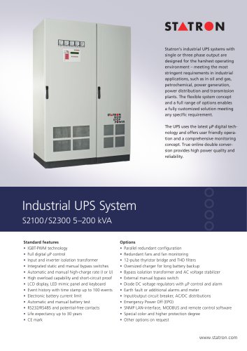 Industrial UPS System S2100/S2300 5–200 kVA