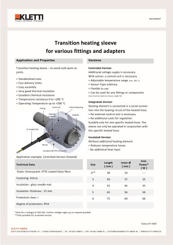 Transition heating sleeve for various fittings and adapters