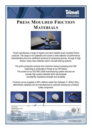 Press Moulded Friction Materials