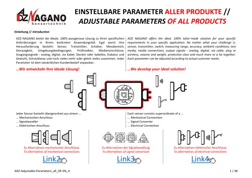 ADJUSTABLE PARAMETERS OF ALL PRODUCTS