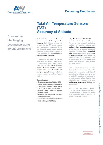 Total Air Temperature Sensors  (TAT) Accuracy at Altitude