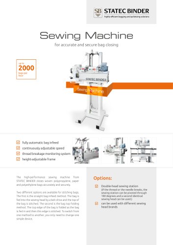 Datasheet Sewing Machine