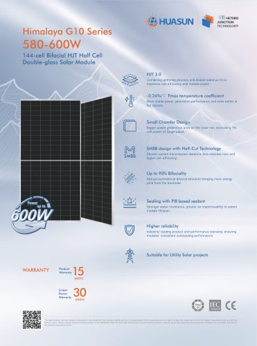 Himalaya GIO Series 580-600W 144-cell Bifacial HJT Half Cell Double-glass Solar Module