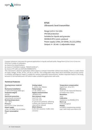 KTU5 Ultrasonic level transmitter