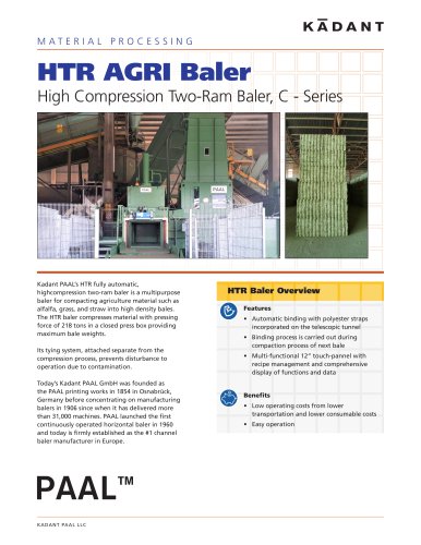 HTR AGRI Baler High Compression Two-Ram Baler, C - Series
