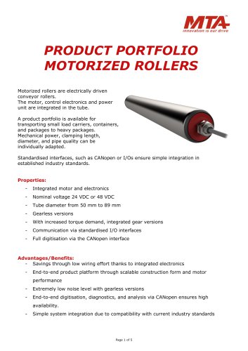 PRODUCT PORTFOLIO MOTORIZED ROLLERS