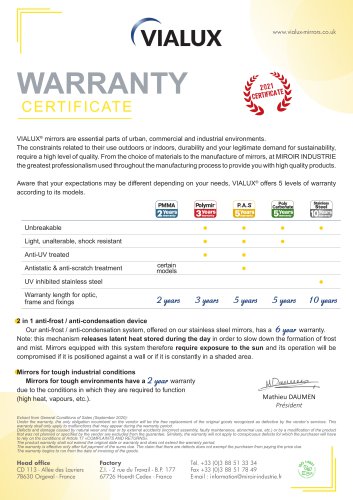 Warranty certificate