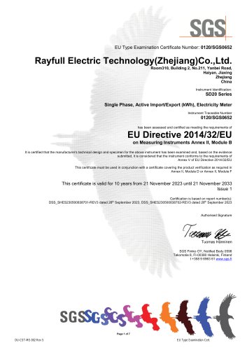 Certificate of SD20 Series