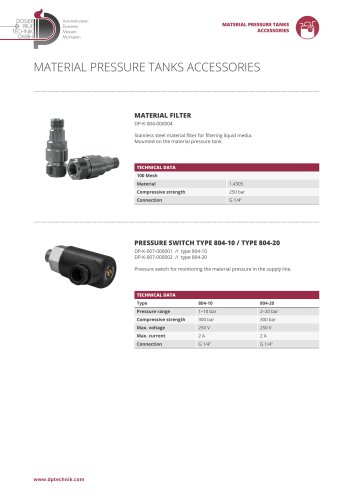 MATERIAL PRESSURE TANKS ACCESSORIES