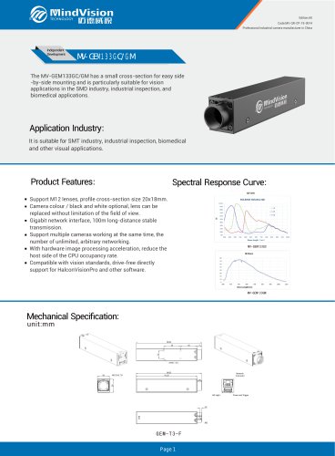 MV-GEM133GC/GM 1.3MP High-Speed GigE Vision Camera with Global Shutter and Advanced Vision Features