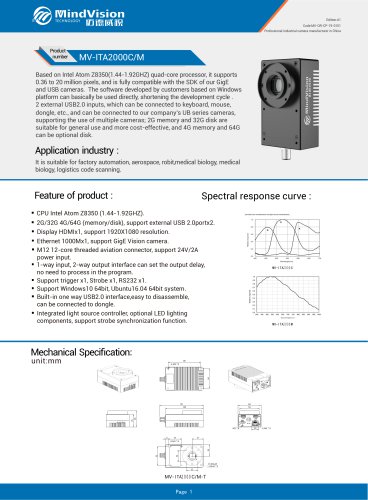 MV-ITA2000C/M 20MP Smart Industrial Camera with Advanced Vision Features