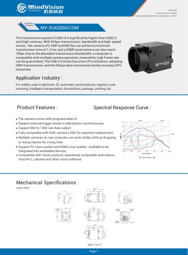 MV-SUA200GC/GM 2MP USB Camera with Global Shutter and Advanced Vision Features