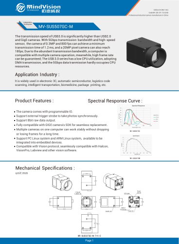 MV-SUS507GC/M 5MP USB Vision Camera with Advanced Vision Features