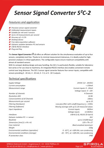 Datasheet S2C-2 Sensor Signal Converter