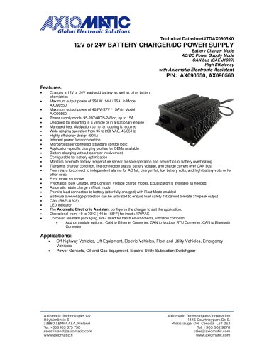 12V or 24V BATTERY CHARGER/DC POWER SUPPLY