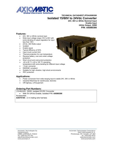 Isolated 15/60V to 24Vdc Converter