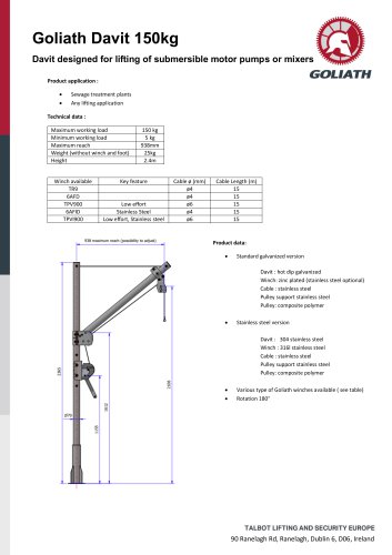 Datasheet_Goliath Davit / jib crane_150kg