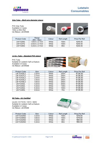 Letatwin - Euro RRP Consumable Pricelist