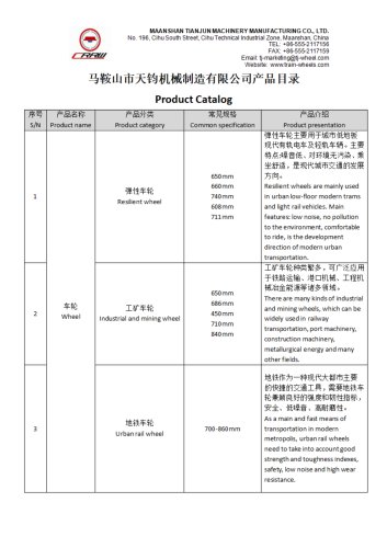 Maanshan Tianjun prodcut list