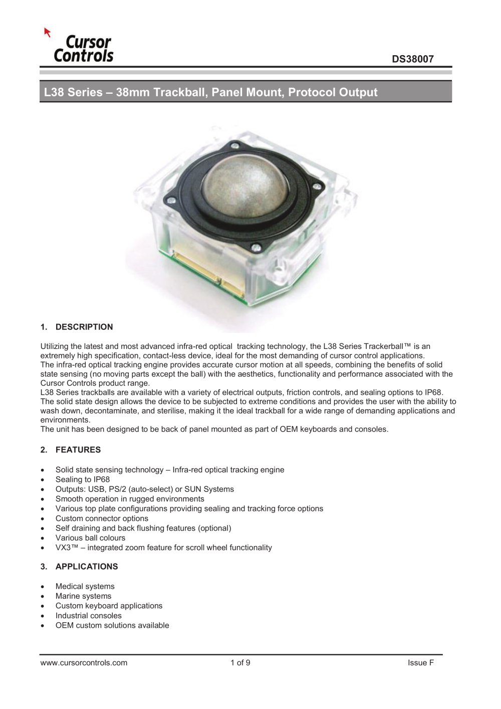 L38 Trackball - Cursor Controls
