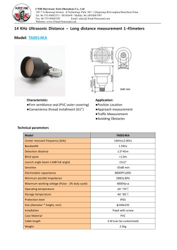 TA0014KA-Ultrasonic-Distance-Sensor-Datasheet