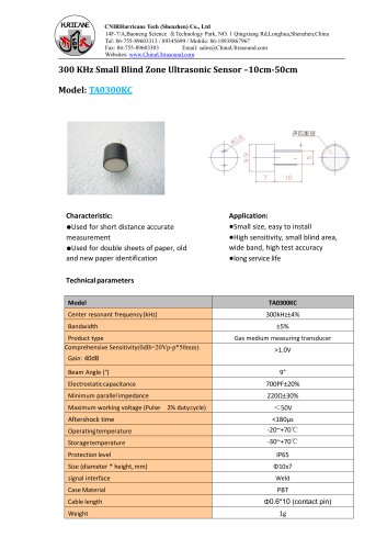 TA0300KC-Ultrasonic-Distance-Sensor-Datasheet