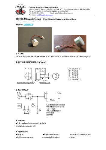 TA0400KA-Ultrasonic-Distance-Sensor-Datasheet