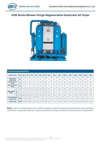 KXB Series Blower-Purge Regenerative Desiccant Air Dryer