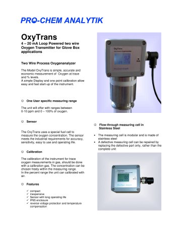 Product data sheet OxyTrans II KF