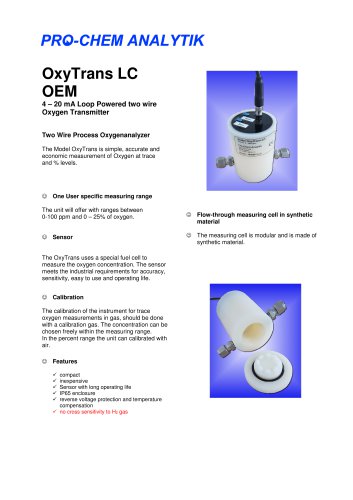 Product data sheet OxyTrans LC OEM