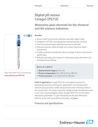 Digital pH sensor Ceragel CPS71D