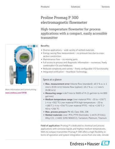 Proline Promag P 300 electromagnetic flowmeter